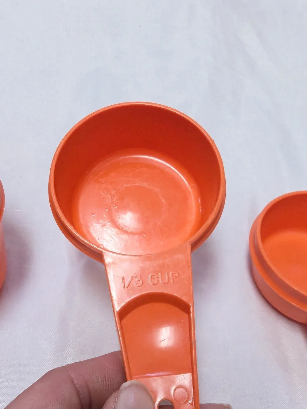 Vintage Retro Tupperware Orange Measuring Cups Set Of 4 INCOMPLETE